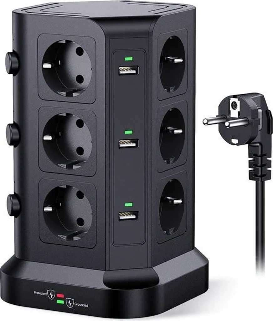 Multiprise 12 Prises Protection Surcharge Intelectro 4000W Cordon de 2m