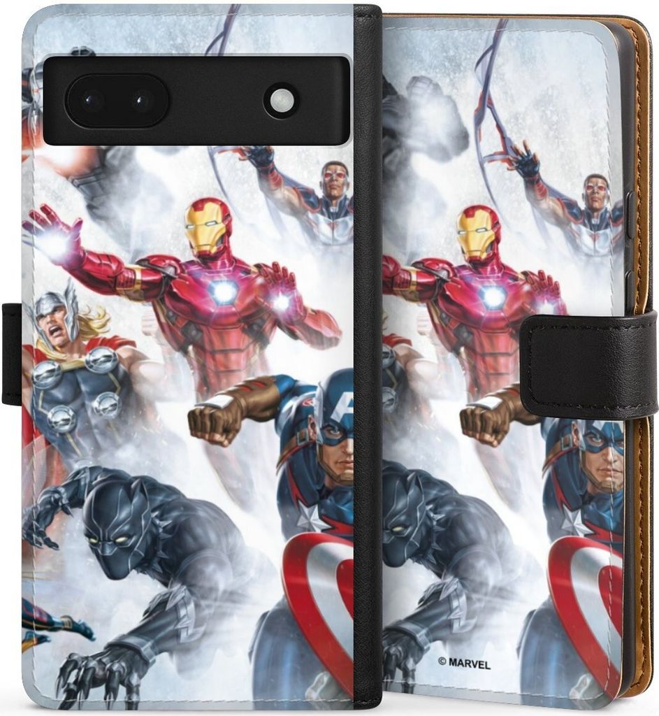 DeinDesign Klapphülle für Google Pixel 6a Handytasche Lederhülle Tasche Offizielles Lizenzprodukt Marvel The Avengers