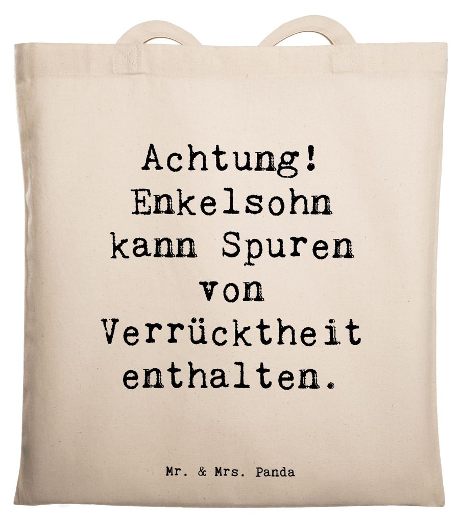 Mr. & Mrs. Panda canvas tasche Spruch Enkelsohn Verrücktheit - Transparent - Geschenk, Shopping, Geburtstage, Tote Bag, Uni, Geschenke, Unterhaltu...