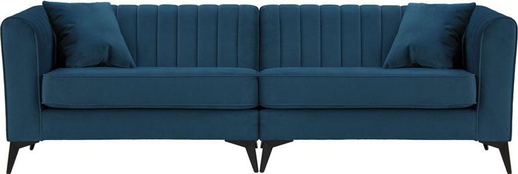 4-Sitzer Sofa Mary in der Mitte verbunden-Velluto 11-matte black