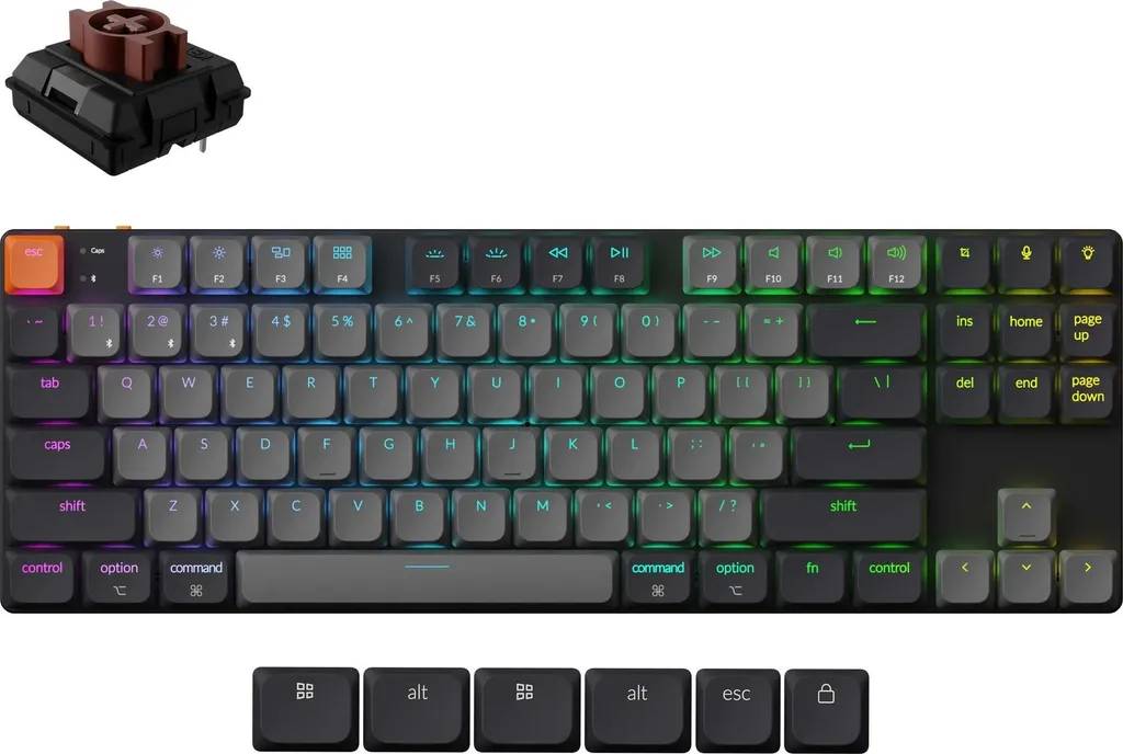 Clavier Keychron K1 Noir Low Profile Tactile avec Switch Marron Silencieux