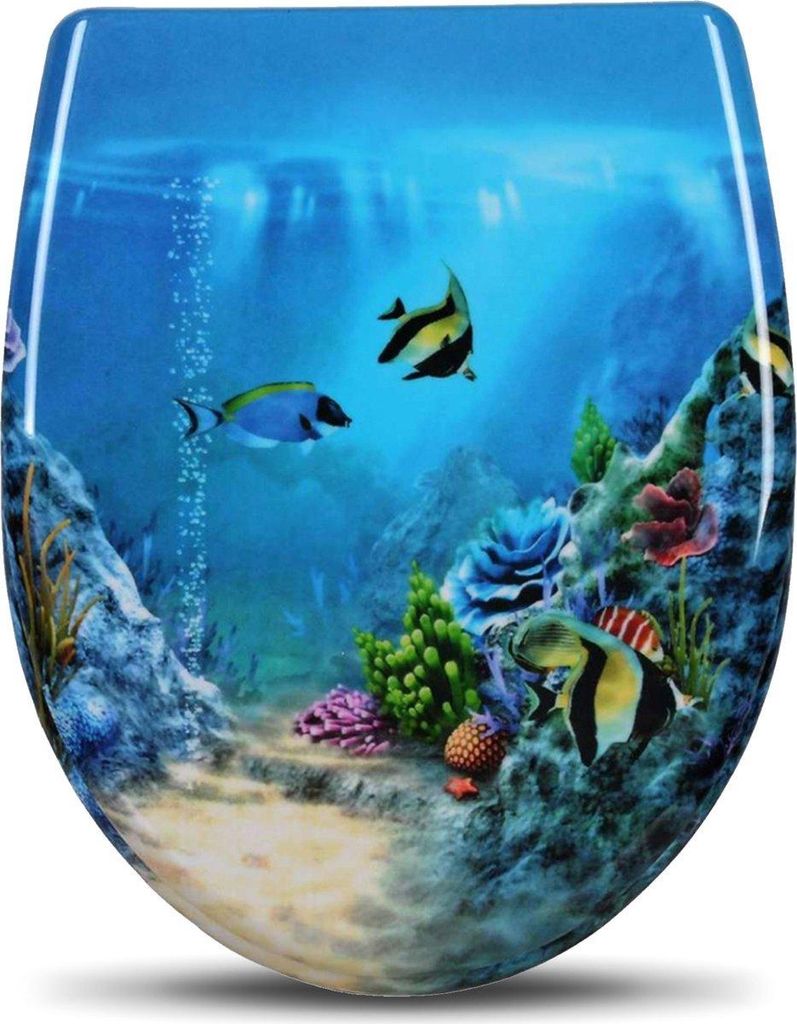 Happyment WC-Sitze – Fischdesign – Softclose – Universell – Antibakteriell