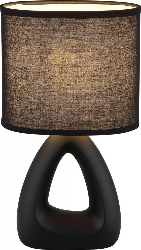 Tischleuchte, Keramik Textil, schwarz, H 30 cm