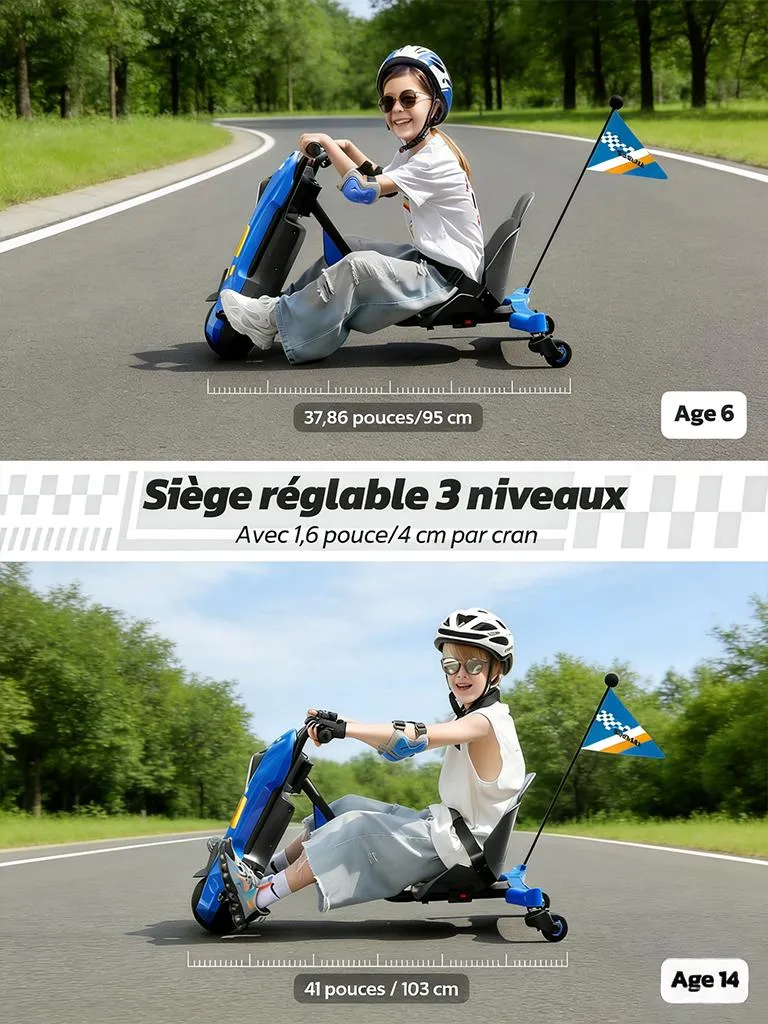 Kart de Drift Électrique 12V à Vitesse Variable et Connexion Bluetooth - 6