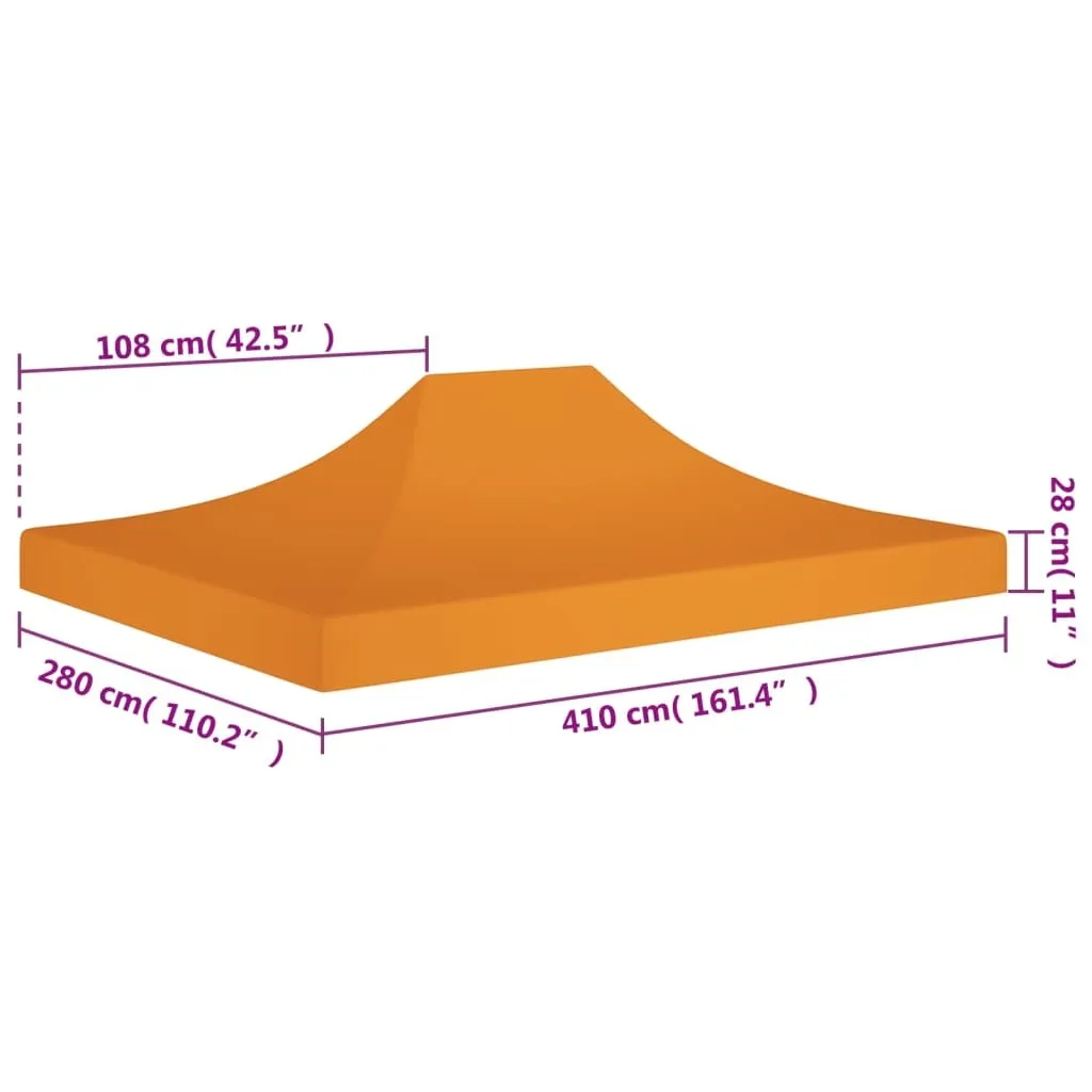Bâche de toit pour tonnelle 4x3m Orange en toile polyester 270g/m²