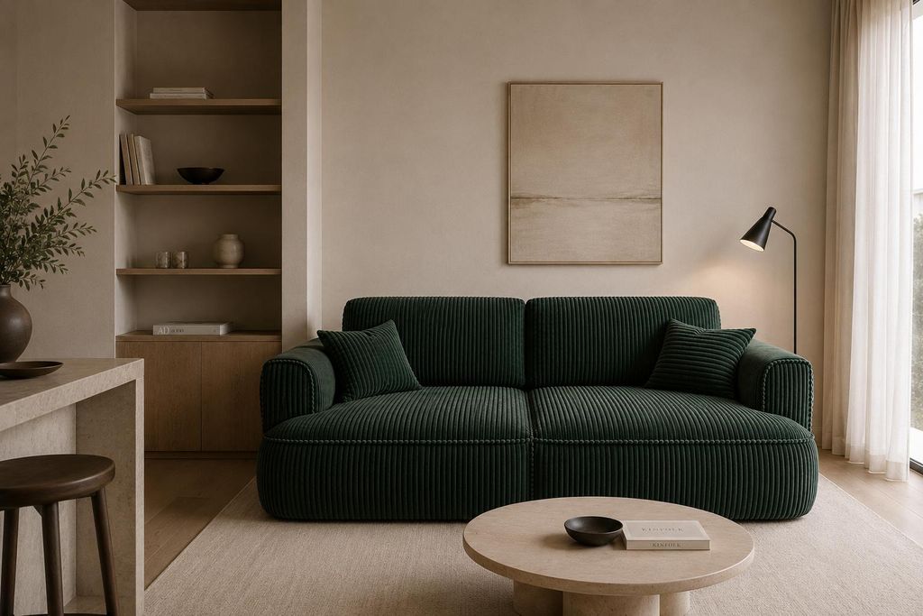 BIGSOFA COZI, Dunkelgrün mit Cordbezug Produktbild 