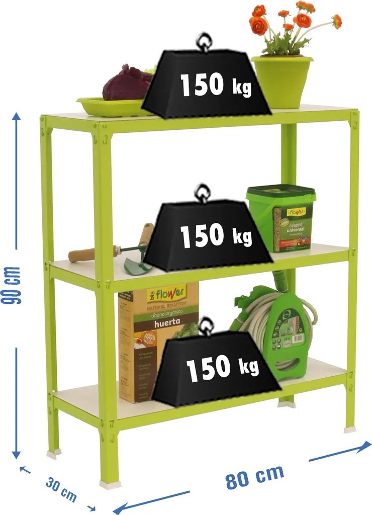 Étagère de Garage et Atelier Click Wood Mini 3/300 Métal Vert Blanc