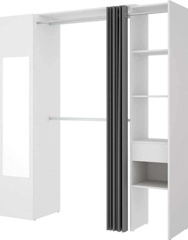 Kleiderschrank Dmancin, Struktur für begehbaren Kleiderschrank, offene Garderobe, 177x52h205 cm, Weiß und Anthrazit