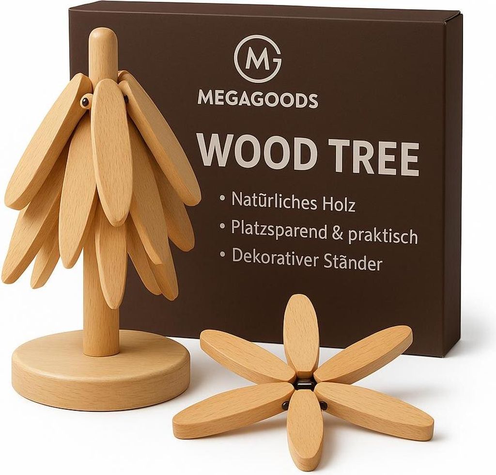 Holz Untersetzer Baum Design Topfmatte Hitzeschutz Ständer 3er DE.