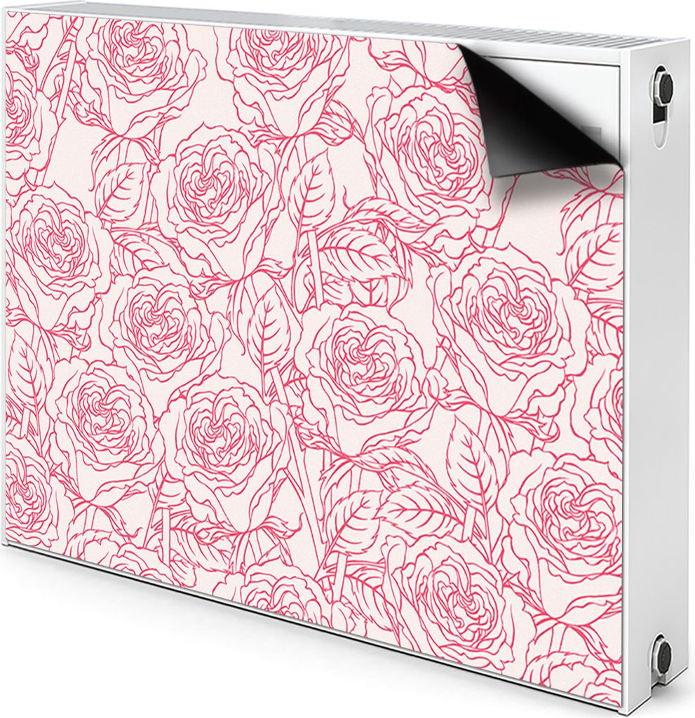 Magnet Radiator Magnet Mat Heizkörper Heizung Verkleidung Abdeckung 90x60 cm - Rosen, Doodle