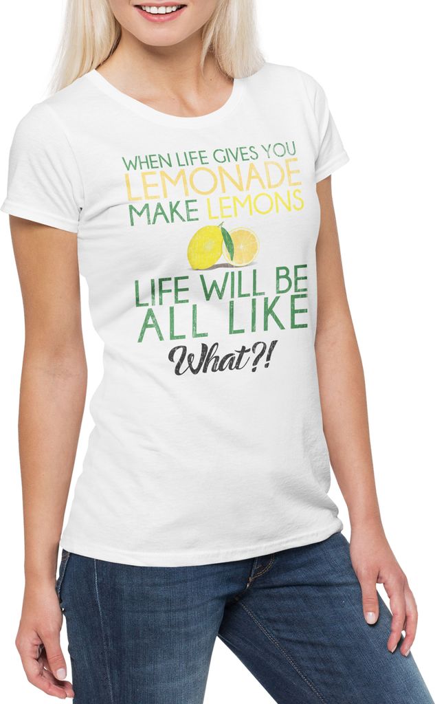 Urban Backwoods When Live Gives You Lemonade, Damen T-Shirt, Farbe: Weiß, Größe: 3XL