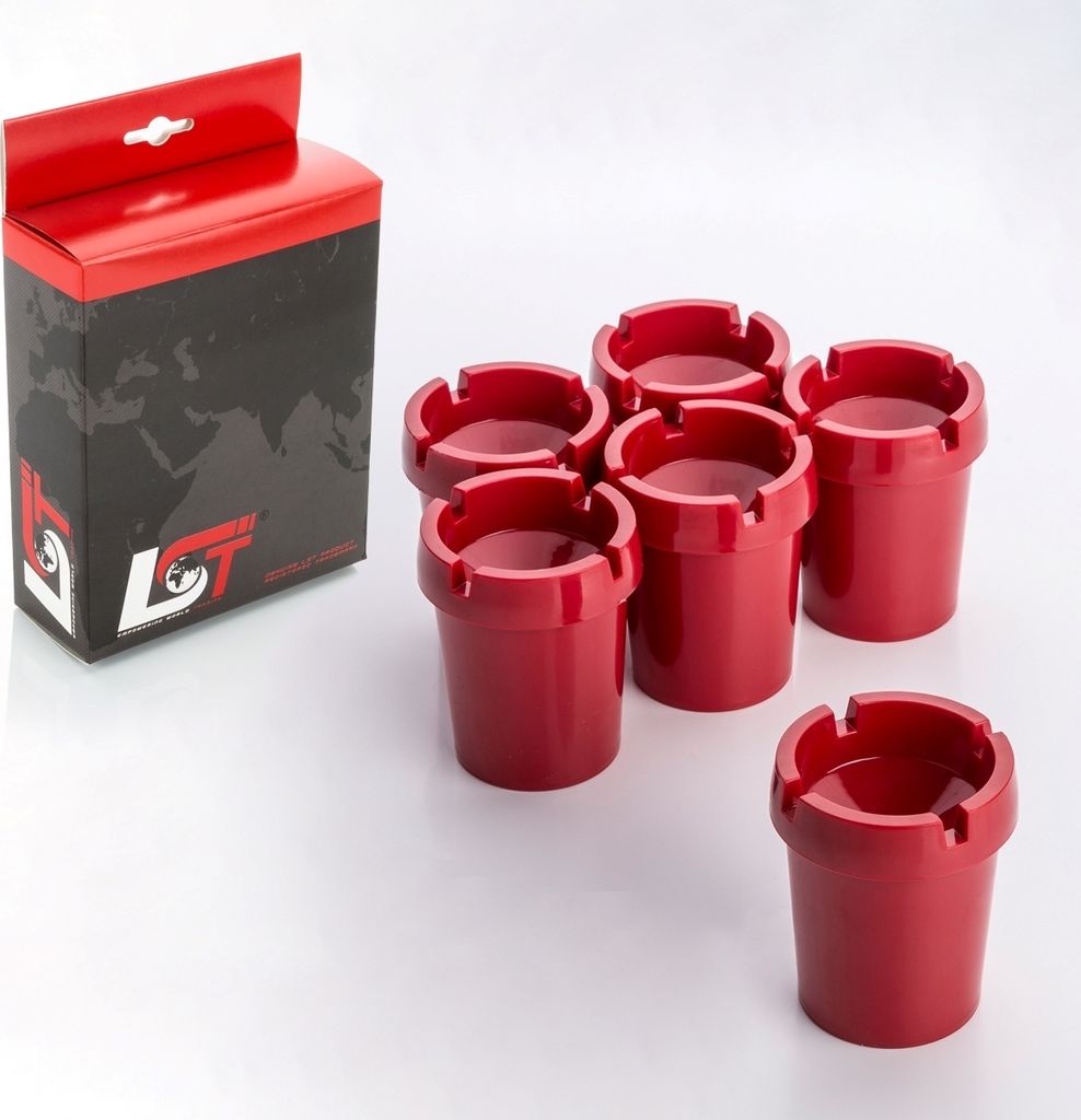 6x Aschenbecher Sturmaschenbecher rauchfrei Getränkehalter rot Kunststoff