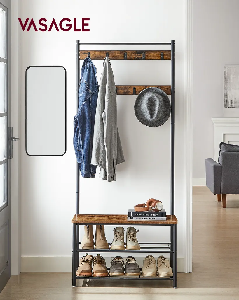 Fini le Désordre avec ce Portemanteau Banc à Chaussures Stable - Hauteur 175cm