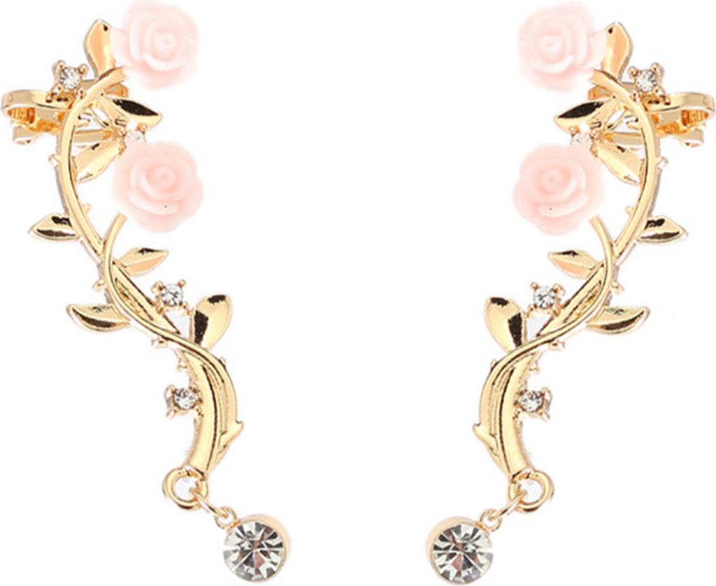 Ohrringe Wunderschöne Climber Crawler Rose Flower Branch Ohrringe-Golden