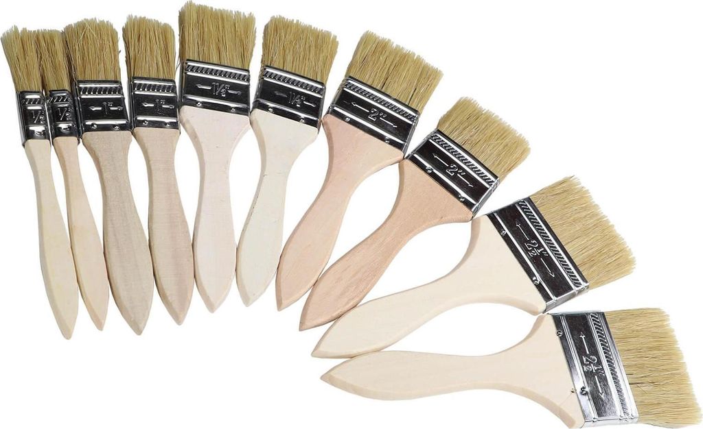 Pinsel Set 10 teilig Flachpinsel Satz verschiedene Breiten Produktbild 