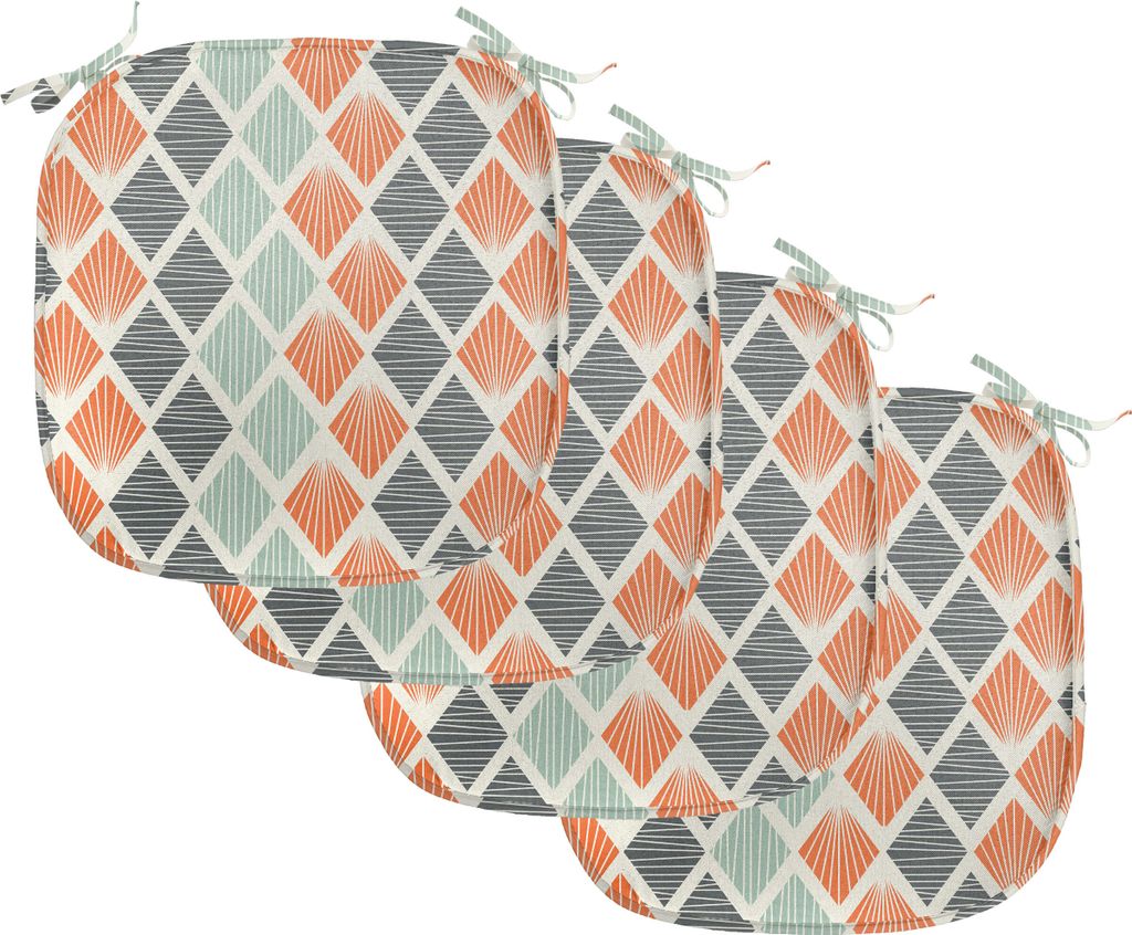 ABAKUHAUS Geometrisch Polster für Esszimmerstühle, Rhomben mit Linien, Dekoratives wasserfestes Kissen mit Riemen für Küchensitze, 40 cm x 40 c...