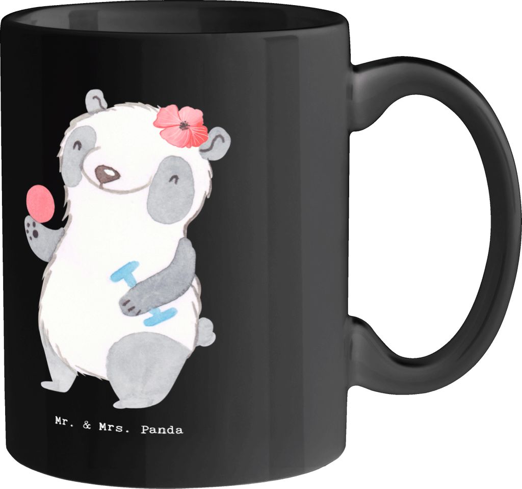 Mr. & Mrs. Panda Kaffeebecher Ergotherapeutin Balance - Schwarz - Geschenk, Vorbild, Keramiktasse, Kaffeetasse, Tasse, Berufe, Rehabilitation, Gesc...