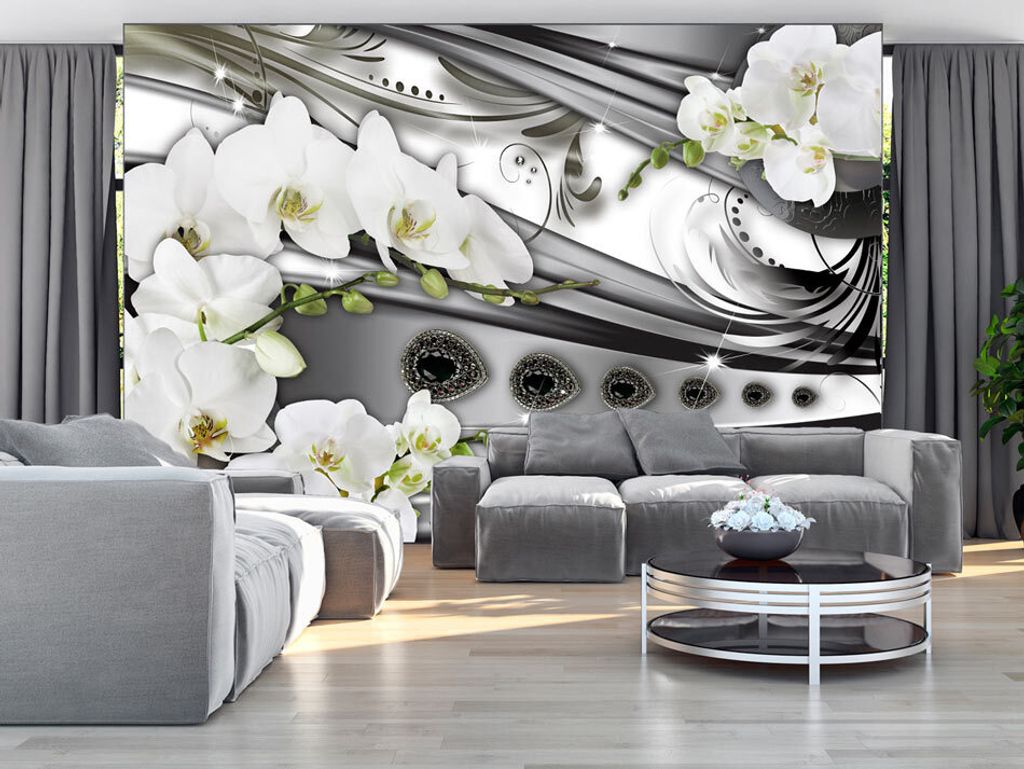 Vlies Fototapete 400x280 cm Tapeten Wandtapete XXL Abstrakt Orchidee Blumen Schmuck b-A-0088-a-d