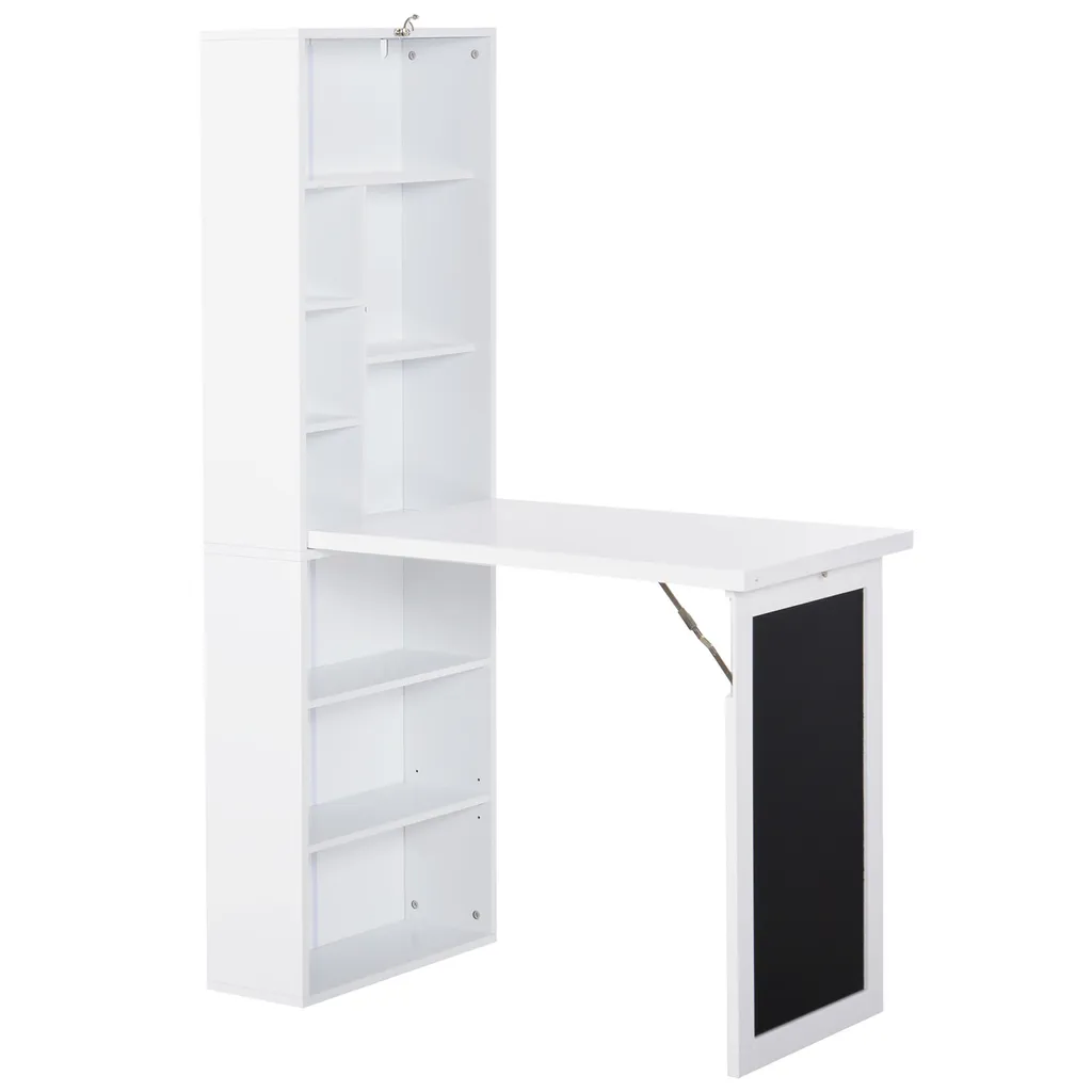 Table murale relevable avec rangement et bureau informatique pliable