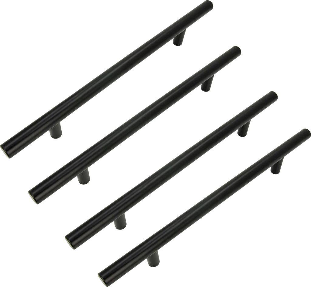 4er-Set Schwarz Matt Edelstahl Möbelgriff 192 mm – Moderner Schubladengriff für Küche und Büro, langlebig und stylisch