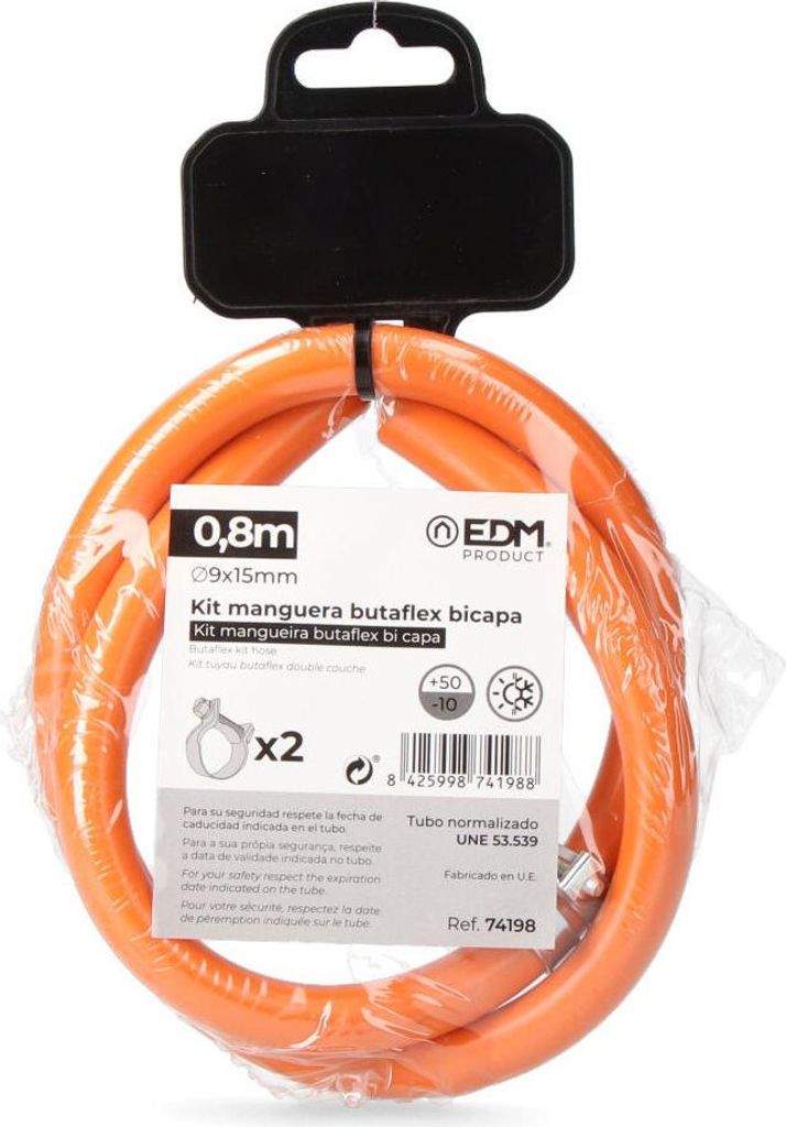 4er Set Butaflex Doppelwandiger Schlauch 9x15mm 0,80 m (2 Spannklemmen inklusive)