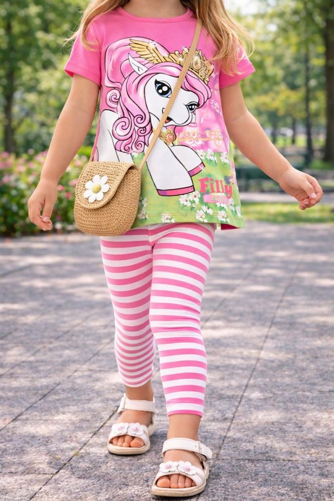 84648 Filly Leggings für kleine Mädchen – Rosa & Gestreift – Größe 104 – Sooo bequem & einfach zauberhaft!