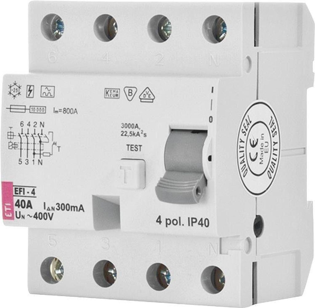 ETI FI-Schalter EFI-4 4-polig 40A 300mA Typ A selektiv Produktbild 