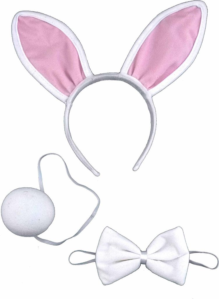 Bunny Hase Damenkostüm-Set 3-teilig rosa-weiss - Produktbild 