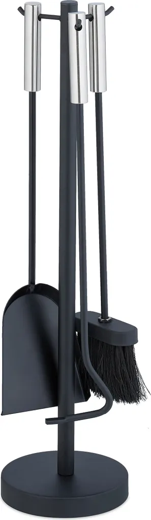 Set Attrezzi Camino Moderno Relaxdays 4 Pezzi Nero | Stile & Praticità