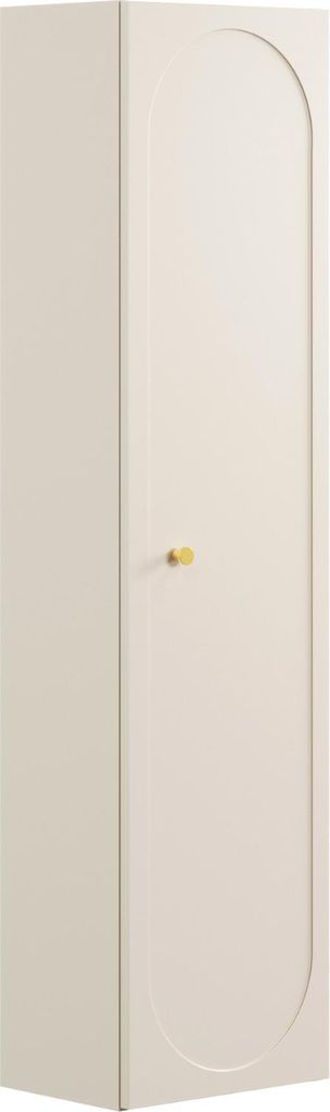 Hochschrank Für Badezimmer, 140 Cm, Sandbeige, Gefräste Front