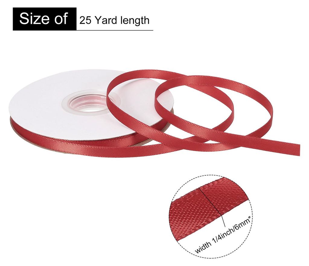 6 mm x 23 Meter Satinband, Doppelseitige Schleifenband Polyester Geschenkband fš¹r Deko Party Hochzeit Geburtstag Trauer Geschenkverpackung Band,...