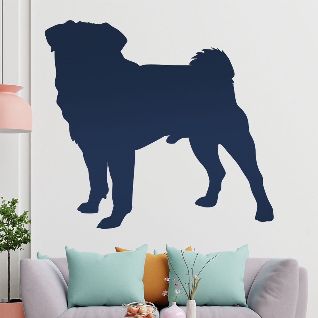 KIWISTAR Mops Silhouette Wandtattoo in 6 Größen - Wandaufkleber Wall Sticker - Dekoration, Küche, Wohnzimmer, Schlafzimmer, Badezimmer