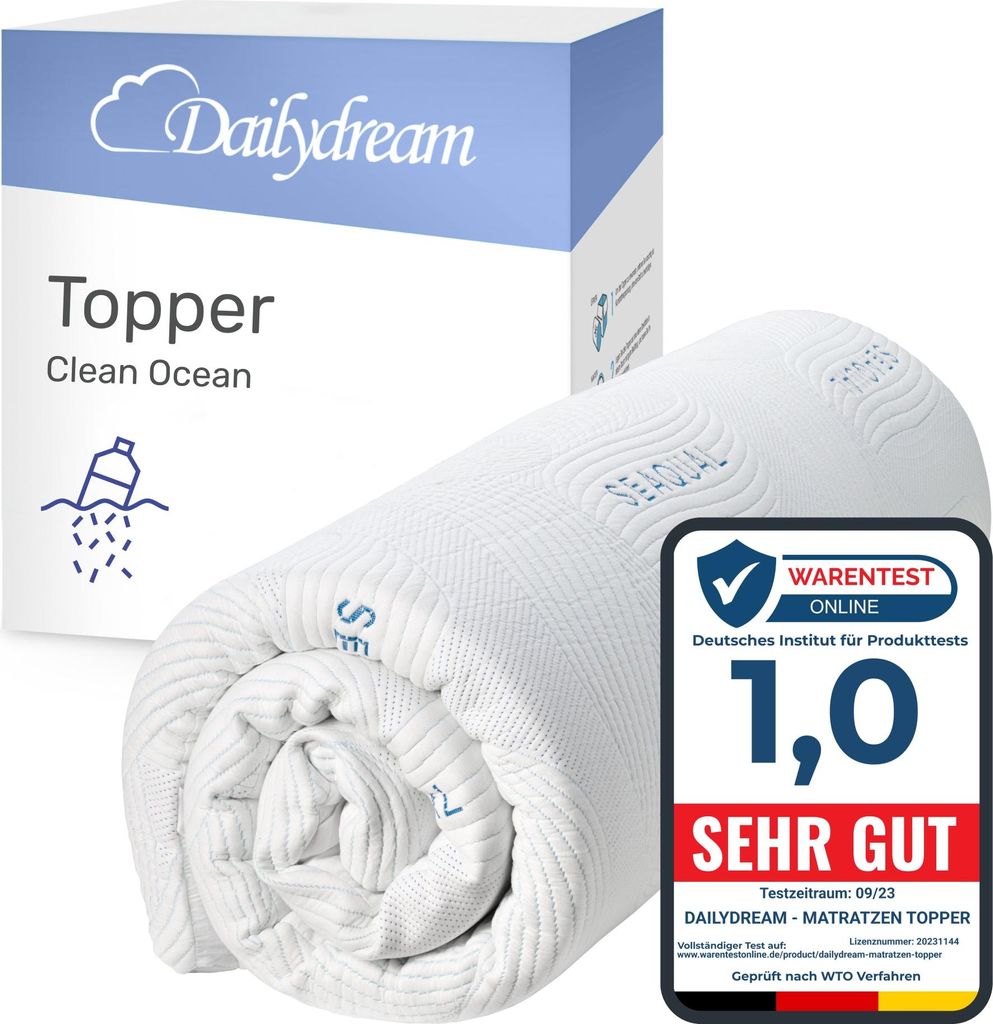 Dailydream Matratzentopper Clean Ocean Model M – 100x200 cm – Höhe 5 cm – Memory Foam Topper Model M - 50 bis 90kg Körpergewicht / 100x200x5cm