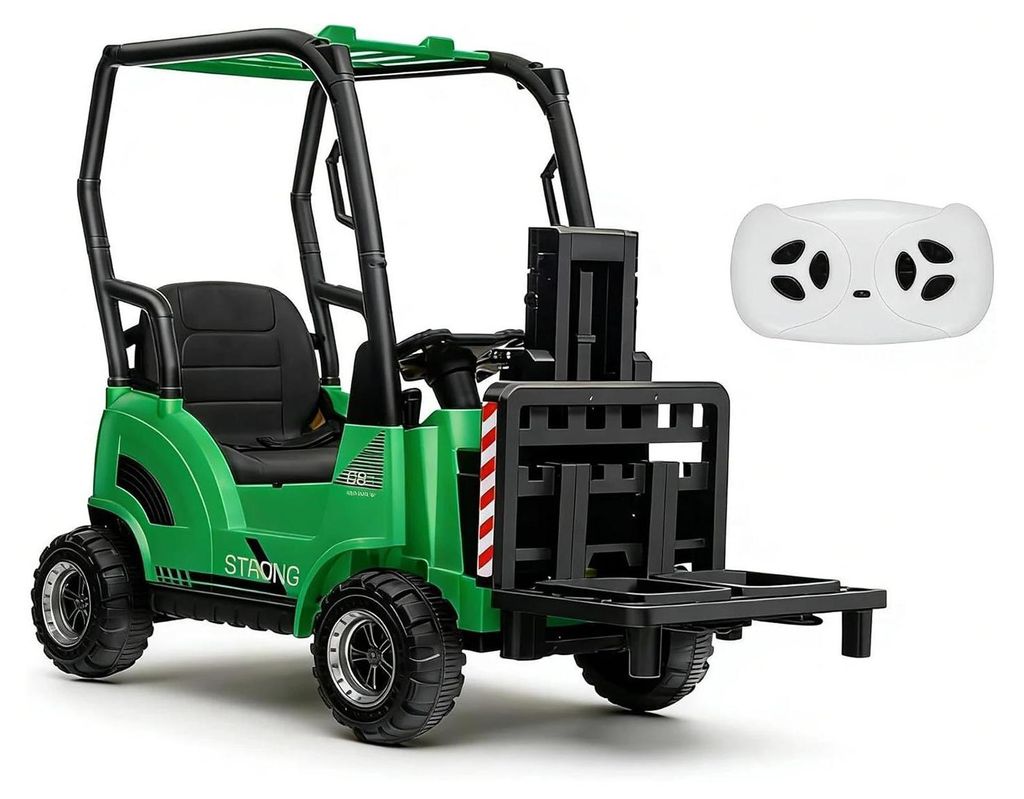 Elektrisches Kinderauto - Gabelstapler - 12V - Mit Gabel und Zelt - Verstellbare Gabel & Palette - Fernbedienung - Ab 14 Jahren - Blau
