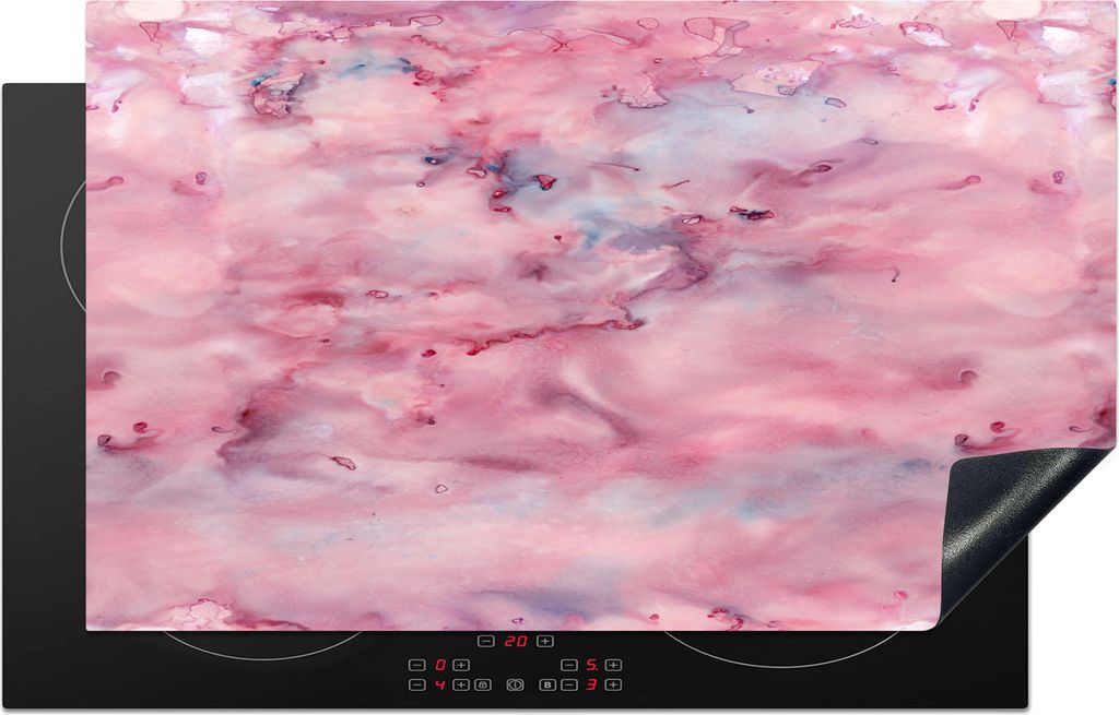 KitchenYeah Herdabdeckplatte Alkoholtinte - Marmor - Rosa - Muster , 83x51cm, Küche Deko, Glaskeramikfeld Herdabdeckung, Abdeckplatte fùr Kochfeld