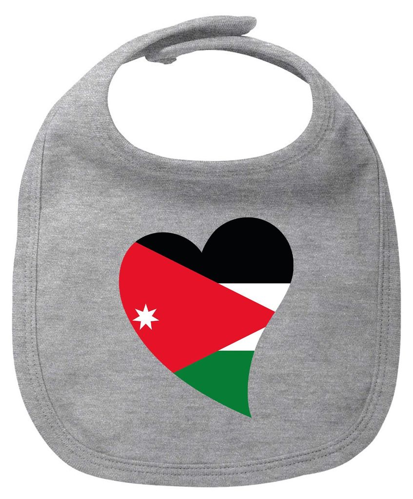 Huuraa Baby Lätzchen Jordanien Flagge Herz Heather Grey Klettverschluss Baumwolle Latz Geschenkidee