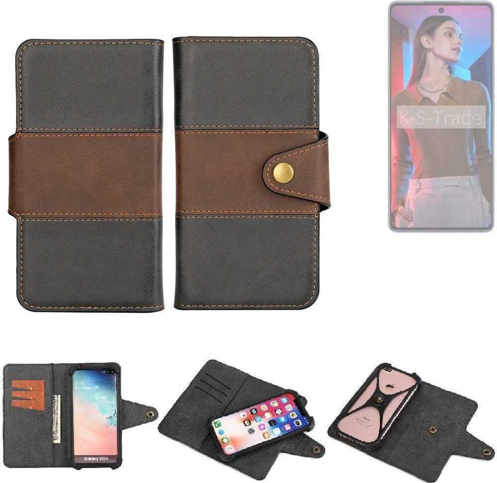 K-S-Trade Handyhülle Schutzhülle Hülle Bookstyle Wallet-Case kompatibel mit Tecno Camon 20 Pro Bumper Rundumschutz schwarz-braun 1x