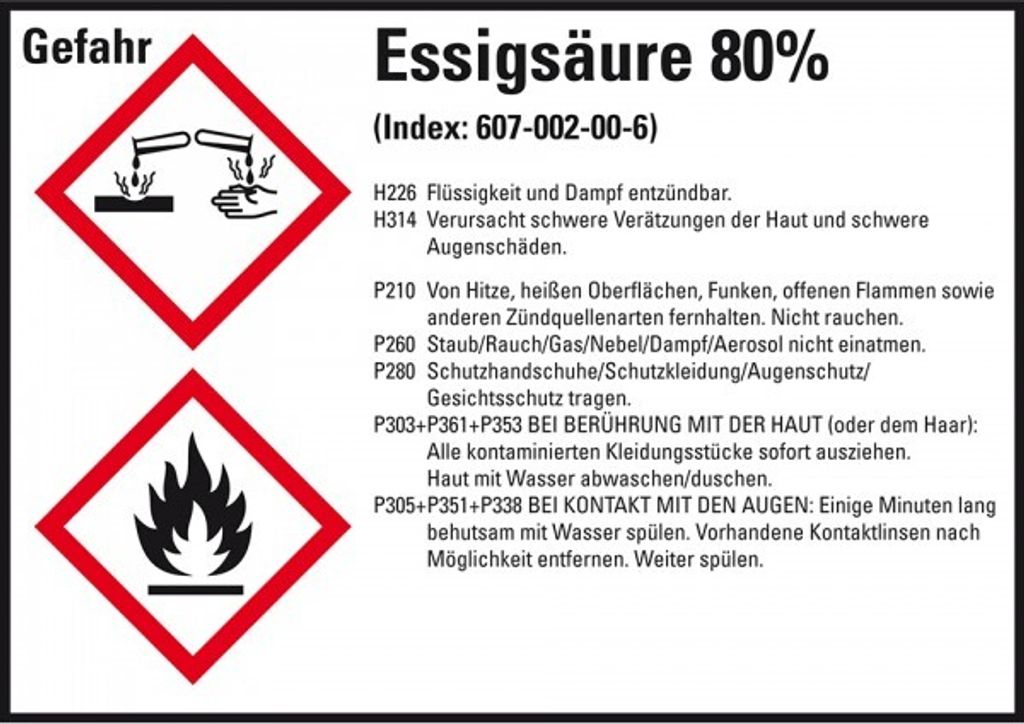 Dreifke® Aufkleber I GHS-Etikett Essigsäure 80%, Produktbild 