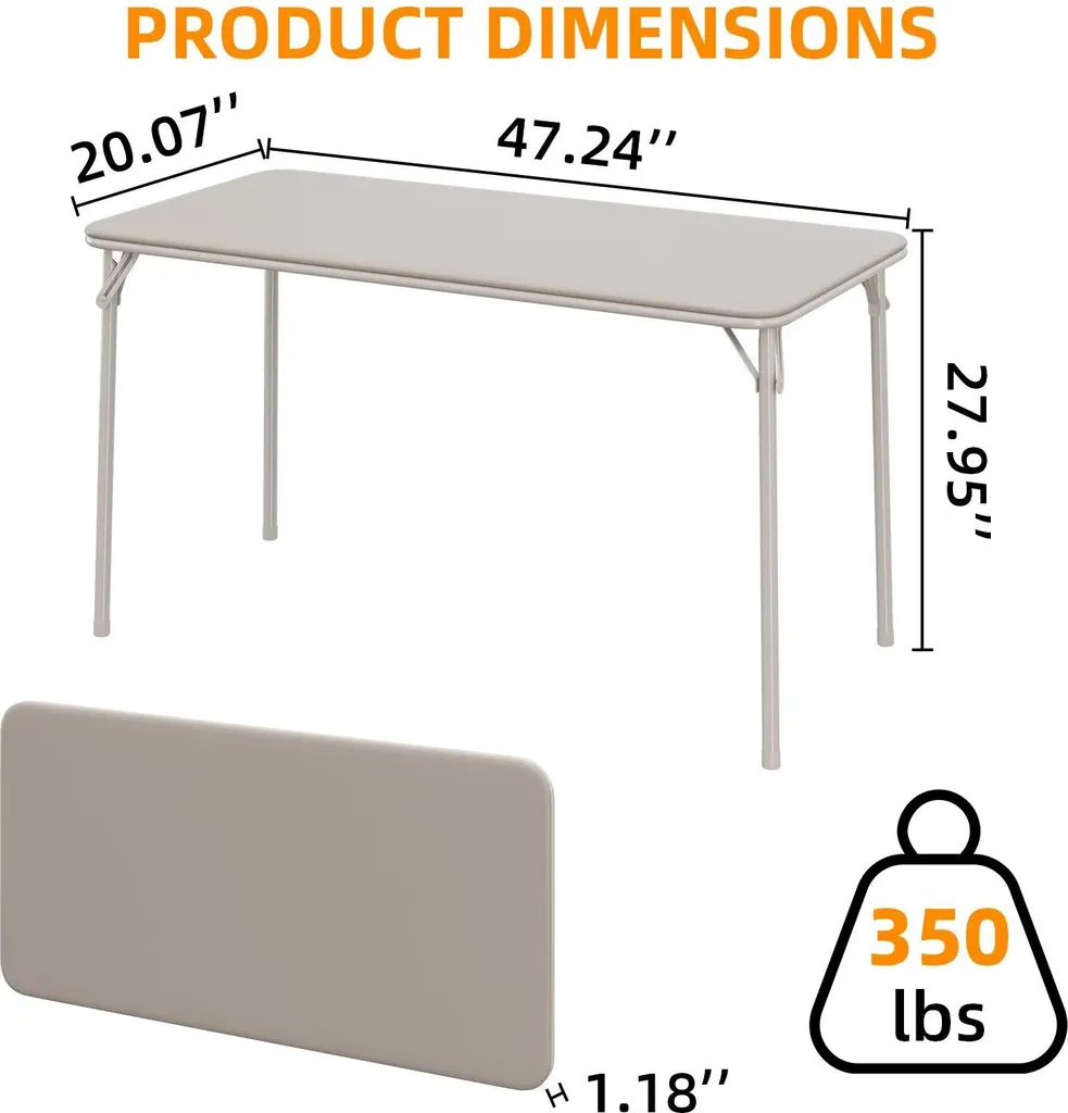 Table de camping pliante rectangulaire grise avec structure en métal - 3