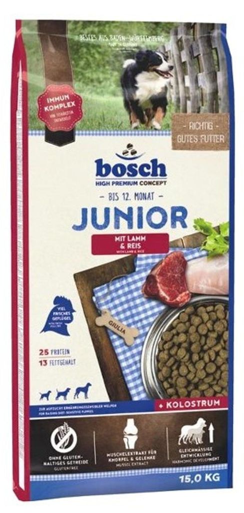 Bosch JUNIOR MIT LAMM & REIS, Welpe, Lamm, Reis, 15 kg, Produktbild 