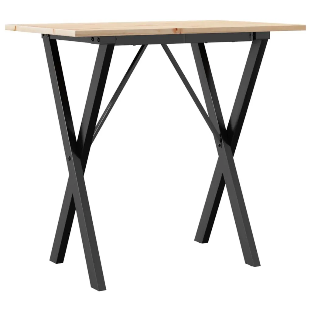 vidaXL Tavolo da pranzo X-frame 80x50x75 cm in pino massiccio e acciaio