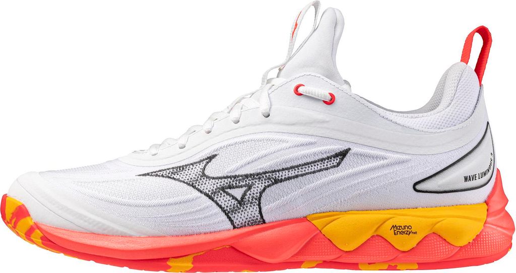 Mizuno Wave Luminous 3 - white/fiery coral 2/citrus, Größe:14