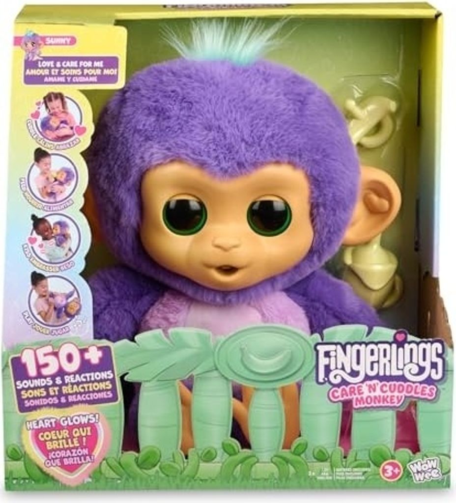 Fingerlings Care n Cuddles Interaktiver Baby-Affe, Sunny - Lila