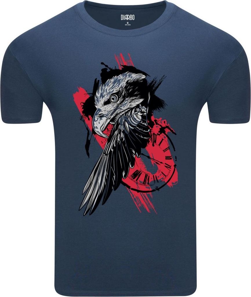 Diarbo Herren T-Shirt mit Tierliebhaber Druck Dynamischer Adler in Blau Gr.L