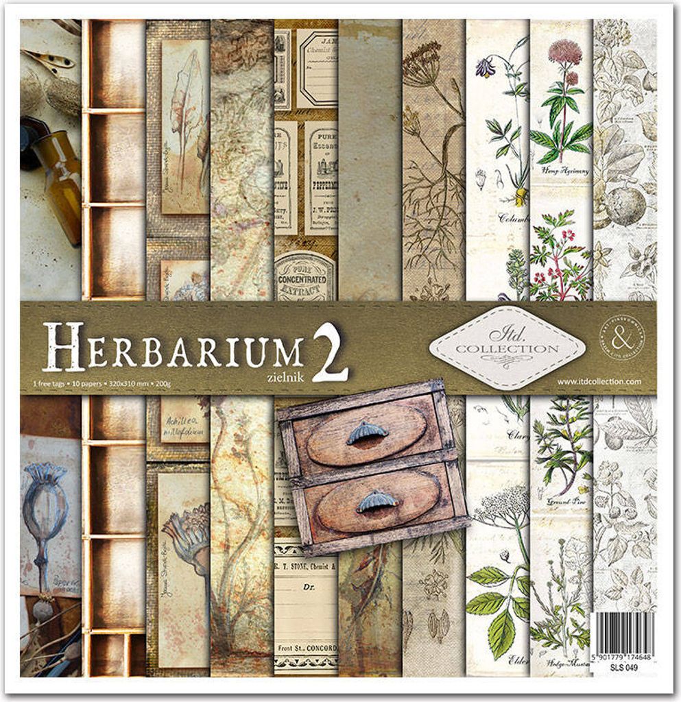 Scrapbooking-Papier Set 30×30 cm – SLS-049 Herbarium 2 – Produktbild 