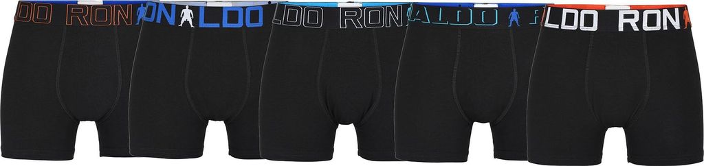 CR7 Jungen Boxershorts, 5er Pack - Cristiano Ronaldo Motive, Trunks, Baumwolle Stretch, Logobund Schwarz 122/134