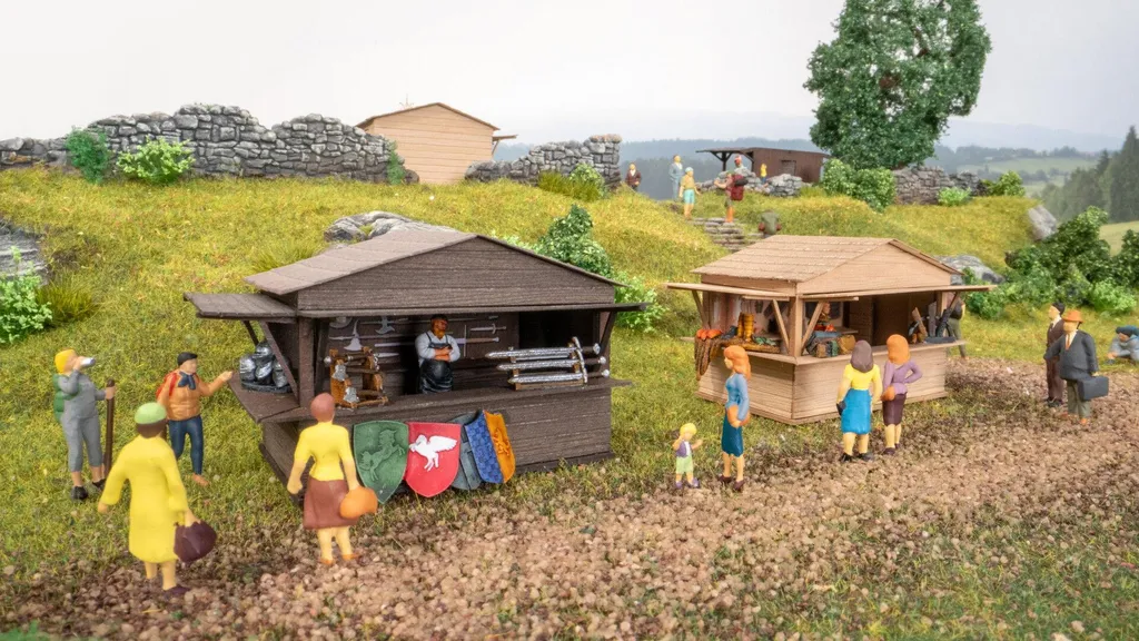 NOCH 65618 Coffret Marché Médiéval H0 pour Maquette Ferroviaire 1/87