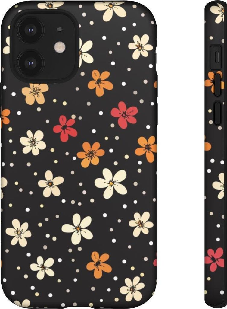 Verspieltes Blüten- und Tupfenmuster – Hülle Kompatibel mit iPhone 12