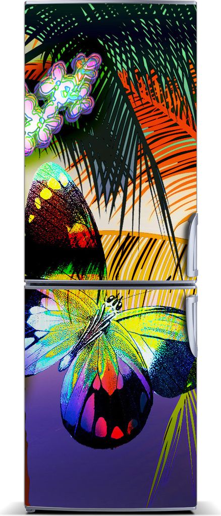 Tulup Kühlschrankdekoration - Magnetmatte - 70 cm x 190 cm - Magnet auf dem Kühlschrank - Farbenfrohe Blumen