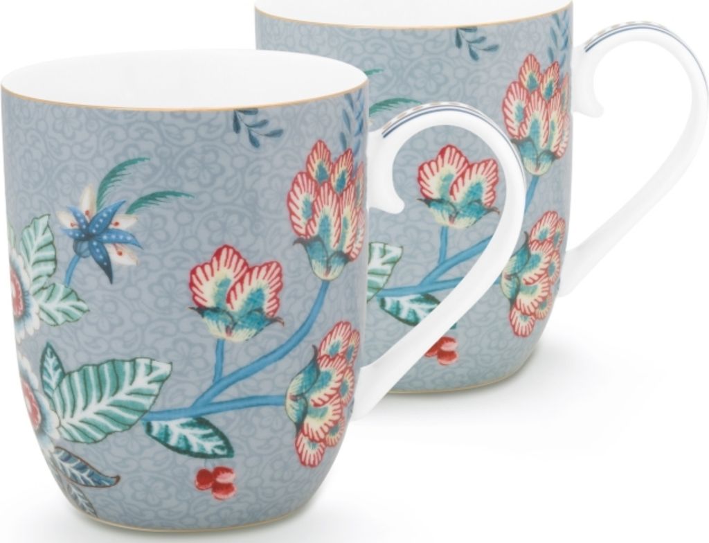 PIP STUDIO Flower Festival Henkelbecher Light Blue 145ml Set2